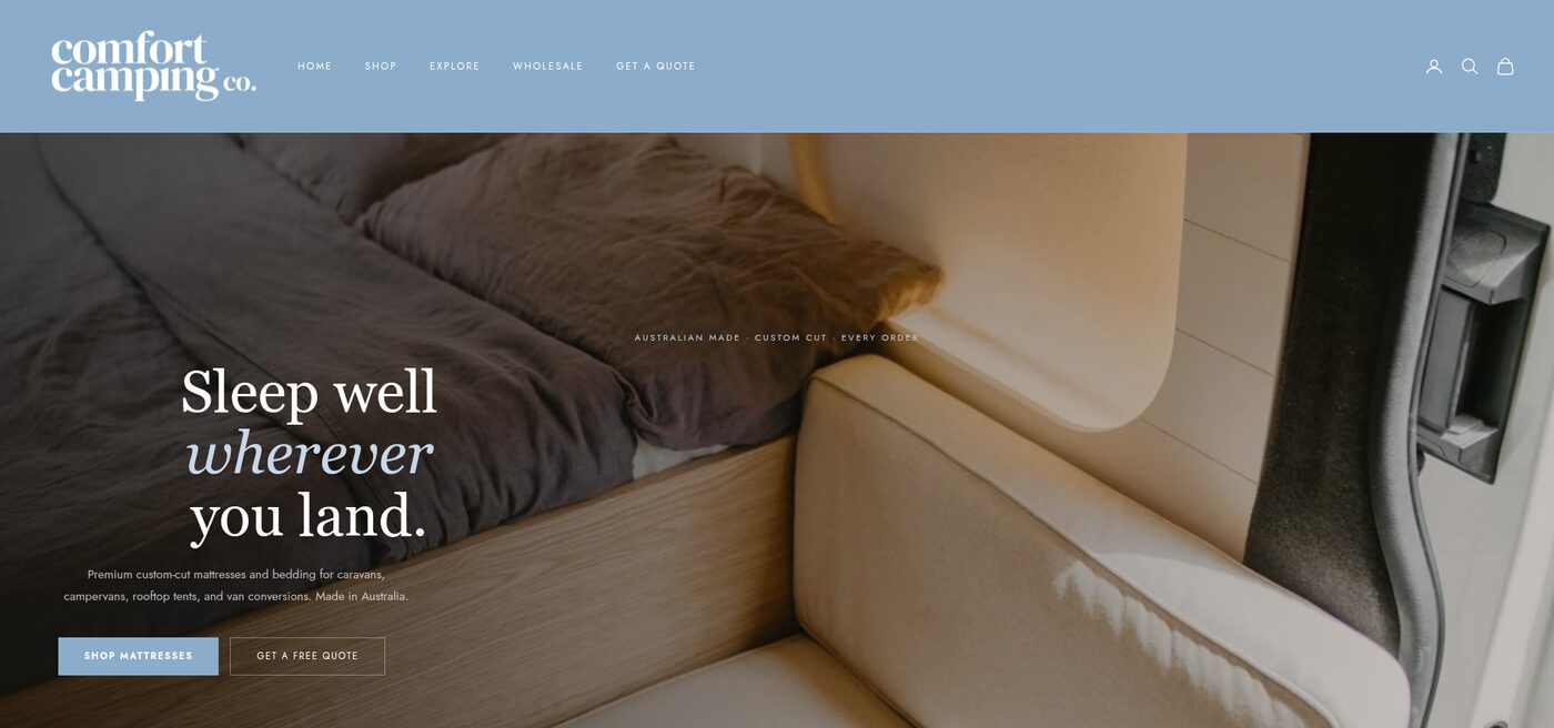 Comfort Camping Co.: Australian-made caravan & camping bedding (online retail)